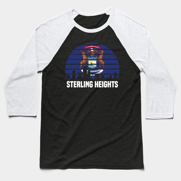 Sterling Heights Michigan MI Group City Silhouette Baseball T-Shirt by jkshirts